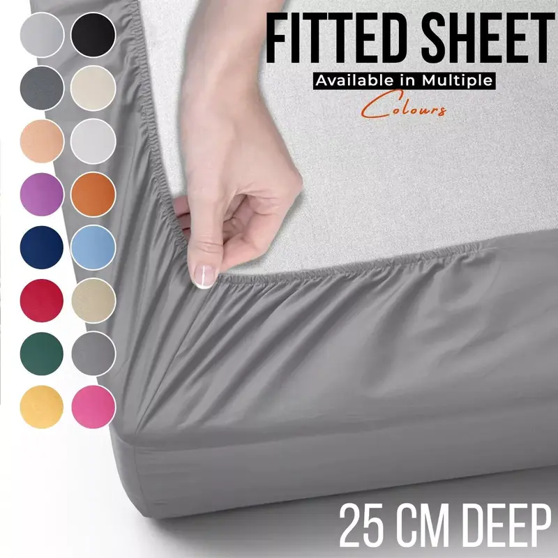 Cozy Products 25cm Deep Elastic Fitted Sheet for Mattresses - Soft and Comfortable - All Sizes Available 0