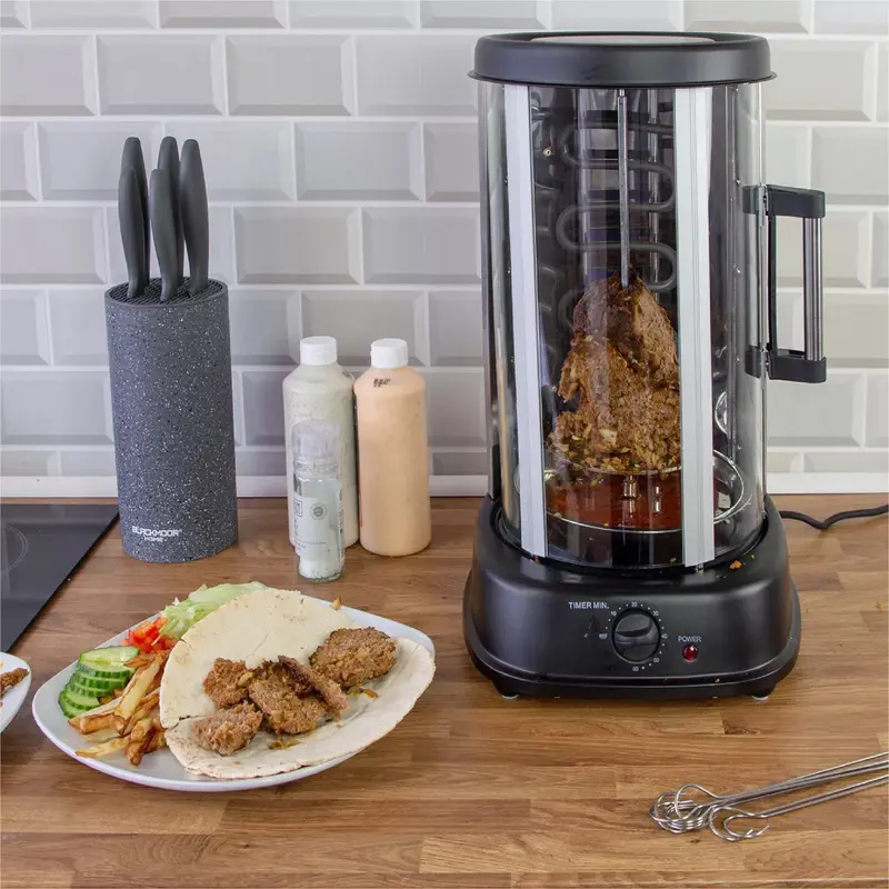 Vertical Electric Rotisserie Grill / Cooks Kebabs, Skewers & Meats, 1500W 3