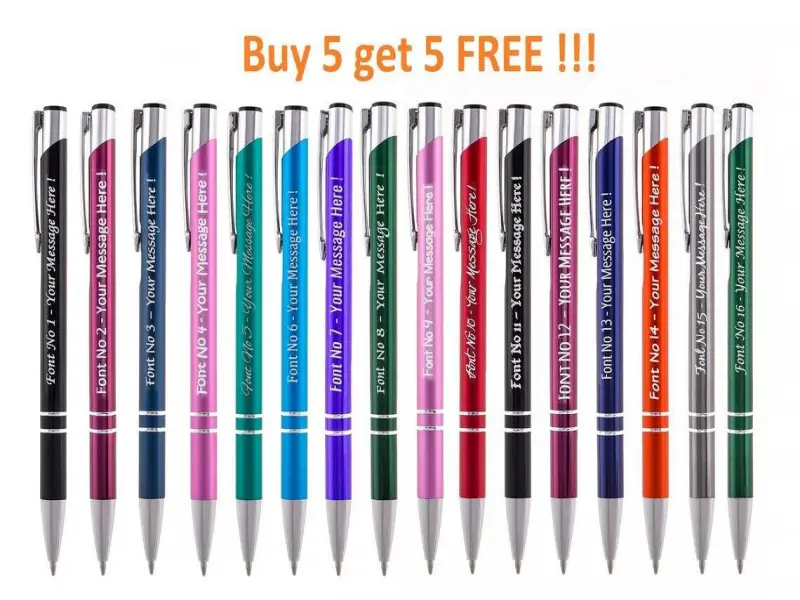 Personalised Engraved Aluminium Pen - High Quality - Custom Message - Promotional Gift - BUY 5 GET 5 FREE Graduation, Wedding, Birthday Gift