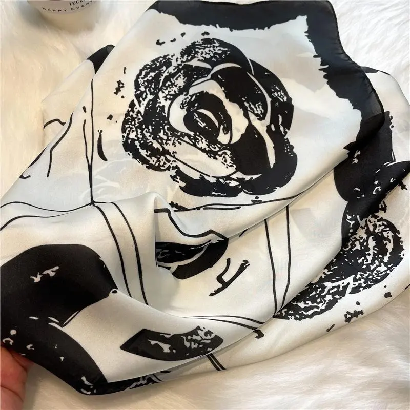 2025 Fashion Luxury Brand Women's Satin Square Scarf, Neck Tie, Hair Bandana, Headkerchief, Shawl Wrap, Hijab Echarpe 1