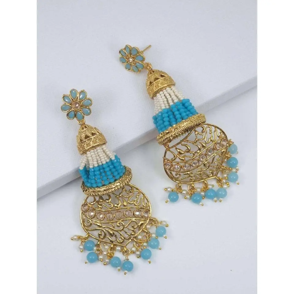 Indian Gold Hoop Jhumka Earrings