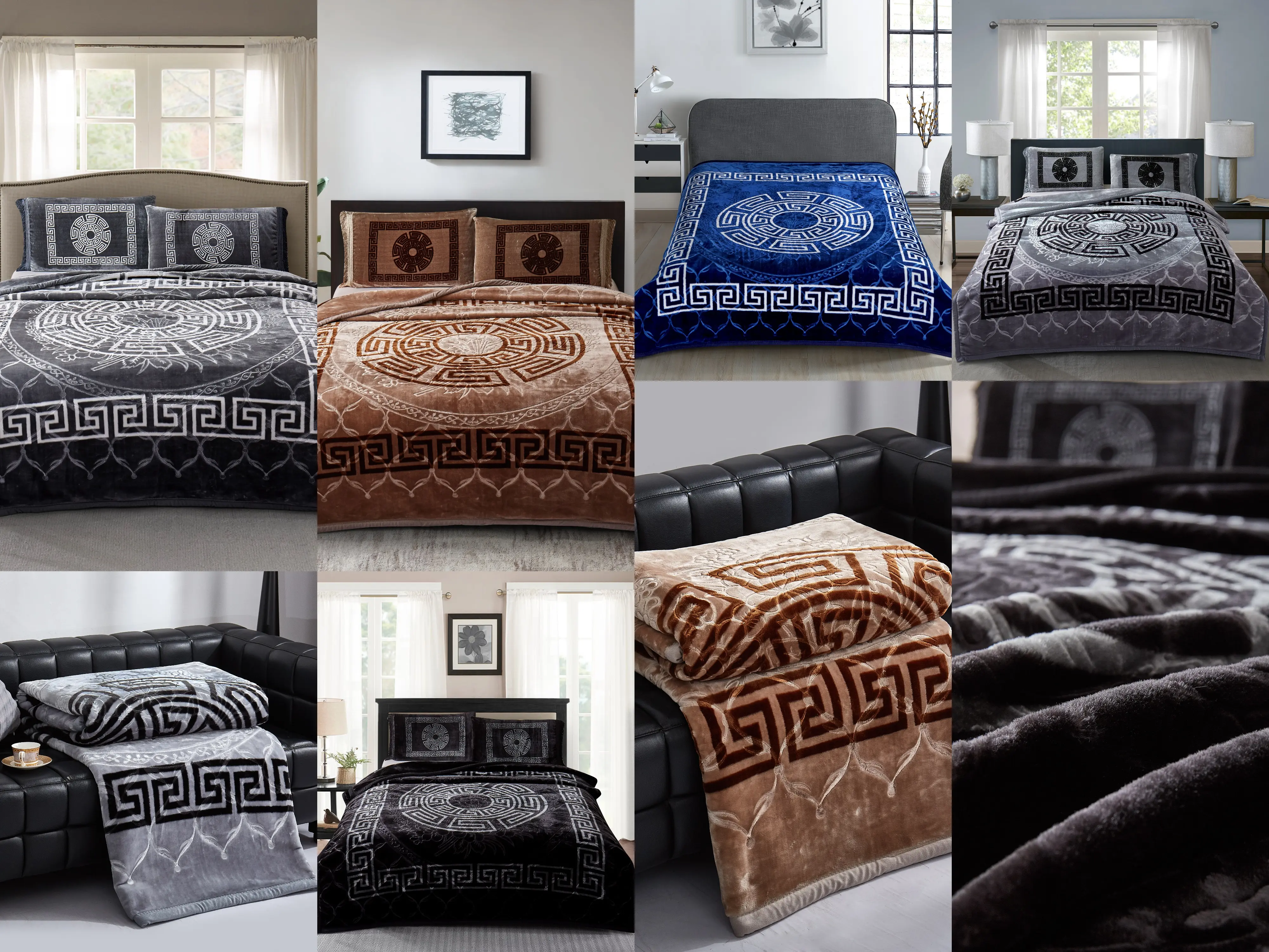 Luxury 2 Ply Heavy Throw  Blanket - Greek Design  Thick & Warm Soft Bed Throw Blanket  -King/Double size - Cloudy Embossed - Double Sided - 200 cm X 240 cm 5 star hotel blankets sofa