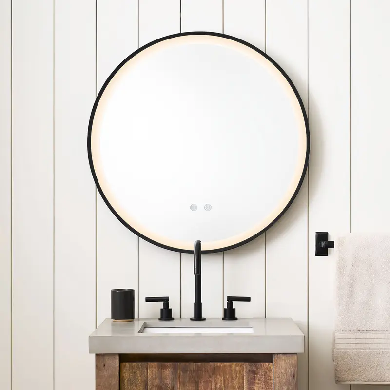 Lifeideas Round Metal Framed LED Wall Mirror Decor Light Handy Reflection 1