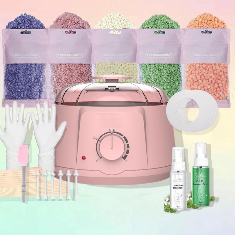 【Free Shipping】Waxing Kit for Women, Wax Pot for Hair Removal, Wax Heater Kit, 5 Packs Wax Beads and 20 Applicator Sticks, Painless Waxing Machine for Full Body Waxing Bee Body Care - No brand - Steel, Silicone 1