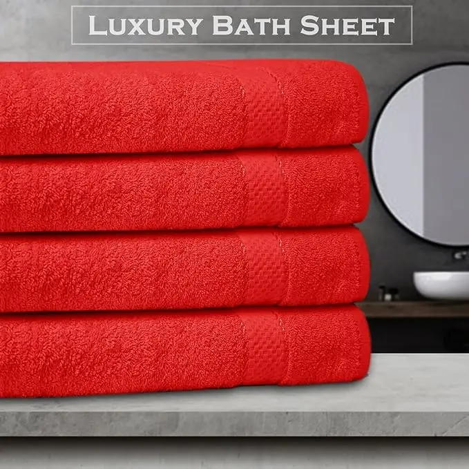 Luxury Pack Of 4 Bath Sheet 100% Egyptian Cotton Super Soft and classic look towel