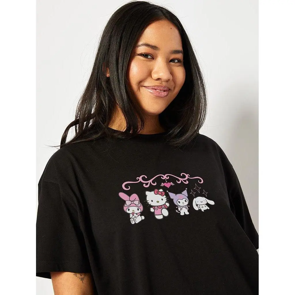 Hello Kitty x Skinnydip Mixed Character T-Shirt in Black