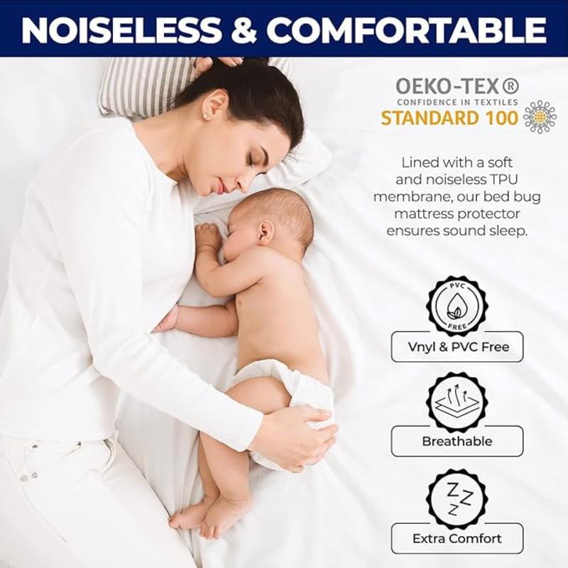 Zipped Mattress Protector Encasement Anti Bed Bug Mattress Cover All Sizes Breathable Washable 7