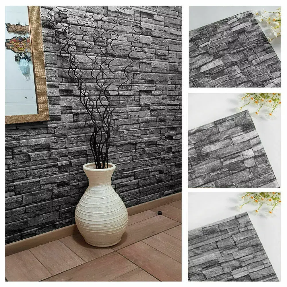 60x 3D Self-adhesive Tile Brick Wall Sticker Waterproof Foam Panel Wallpaper Uk