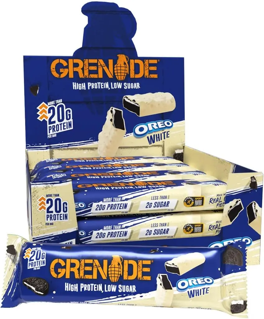 Grenade OREO White Protein Bar - High Protein & Low Sugar Snack for Fitness & Energy, 12 x 60 g