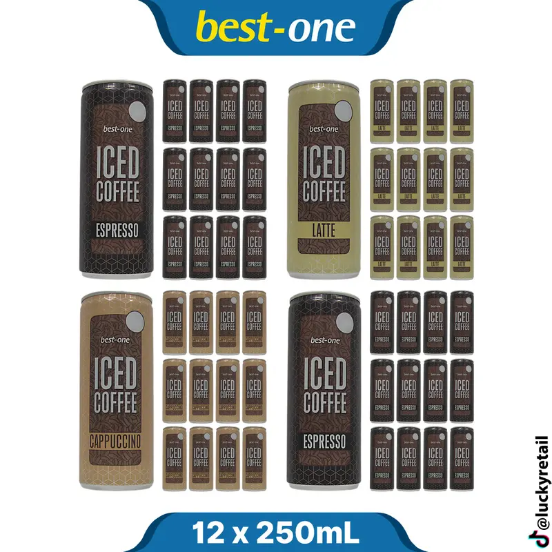 Best One Ice Coffee Drinks | 12 x 250ml Cans | Latte, Cappuccino & Espresso | Ready-to-Drink Coffee | Refreshing, Creamy Flavours 0