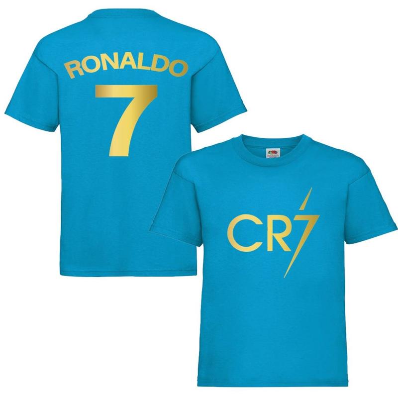 Kids Ronaldo Inspired Soccer T shirt footy merch Ronaldo TEEs Boys Girls Gift Top Tee 5-13yrs Number 7 # 7 CR7 Cristiano Ronaldo T-shirt 7