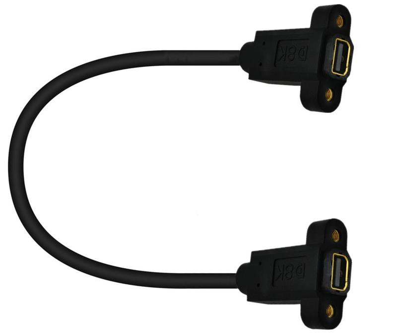 8K Mini DisplayPort 1.4 Female Panel Mount toFemale Panel Mount Extension Cable 30cm 4