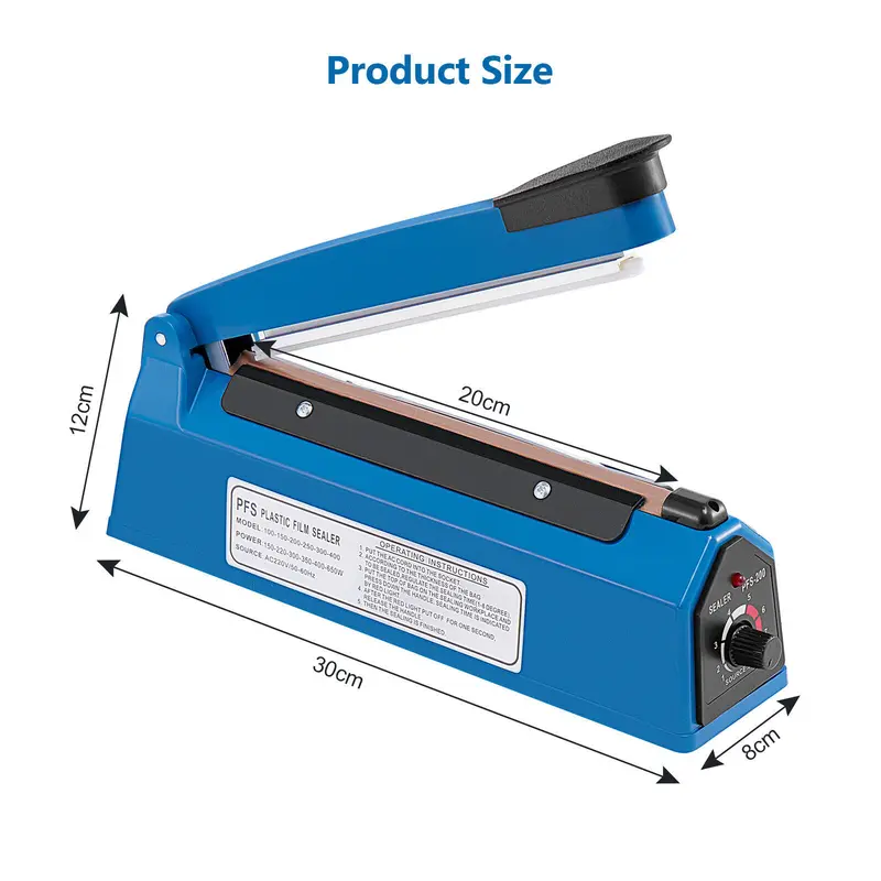 Impulse Heat Sealer Plastic Bag Film Food Sealing Machine - 200/300/400mm 1