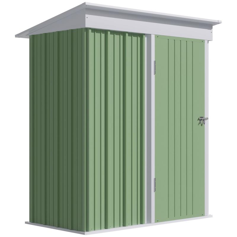 5'x3'x6' Metal Garden Shed Roofed Lean-to Shed for Tool Motor Bike, with Adjustable Shelf, Lock, Gloves, Green 0