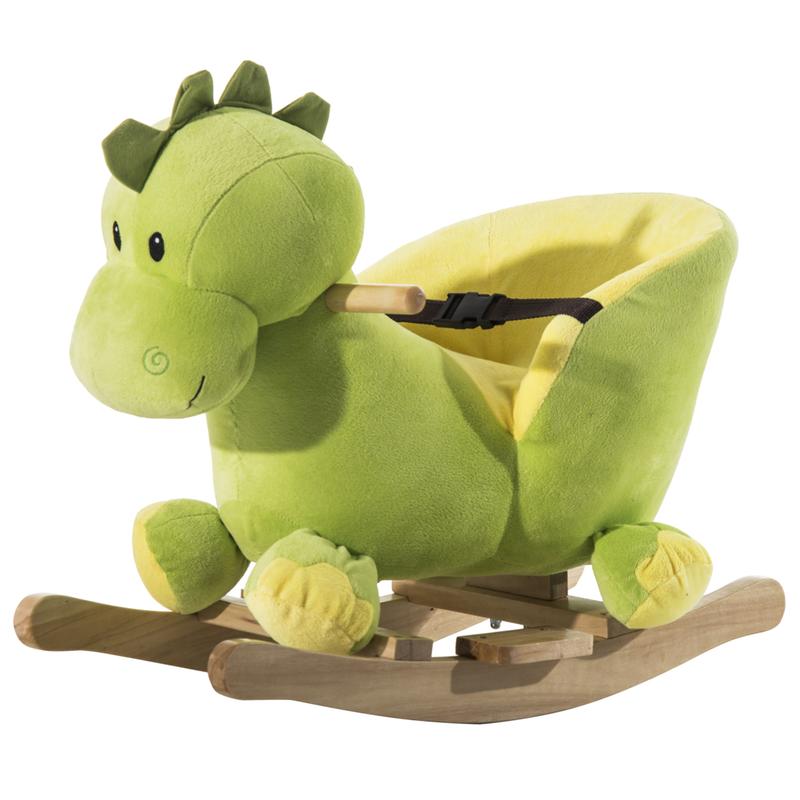 HOMCOM Kids Rocking Horse, Plush Ride-On Dinosaur Seat, with Seat Safety Belt, 32 Songs, Ride-On Horse 0
