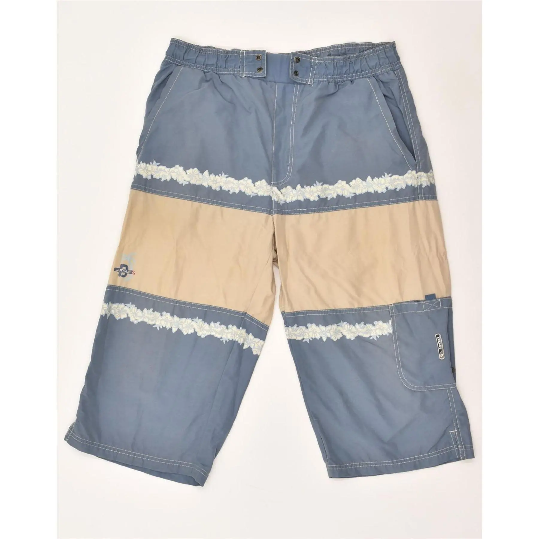Pre-Owned Vintage LOTTO Mens Swimming Shorts UK 40/42 Medium Navy Blue Colourblock Nylon