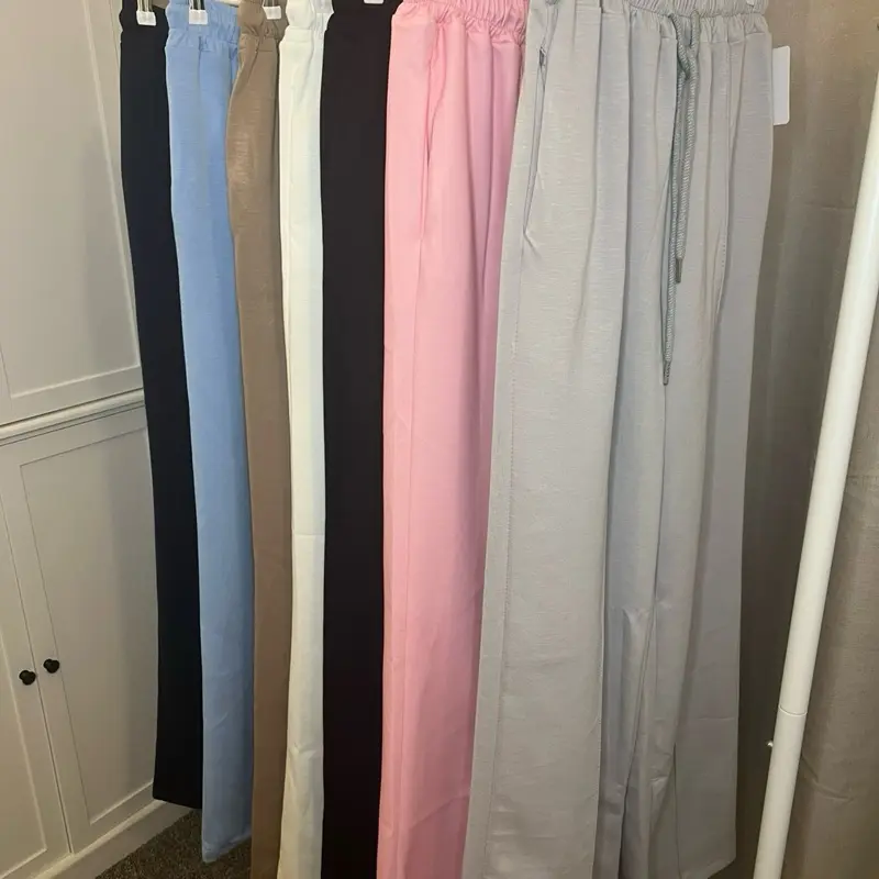 Women's Minimalist Straight Leg Trouser with Elasticated Waist and Seam Tie - Womenswear, Bottom, Comfort, Pants, Basic