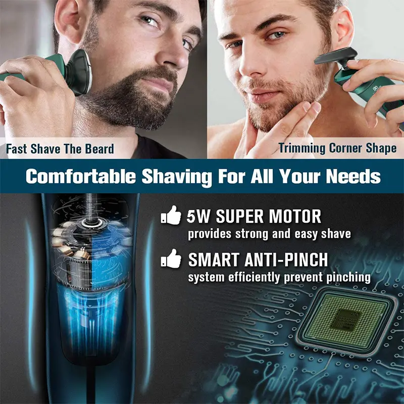 1PC men's electric shaver, 4 in 1 smart electric shaver LCD digital display three head floating shaver washing multi-functional beard knife Smooth Comfort 2