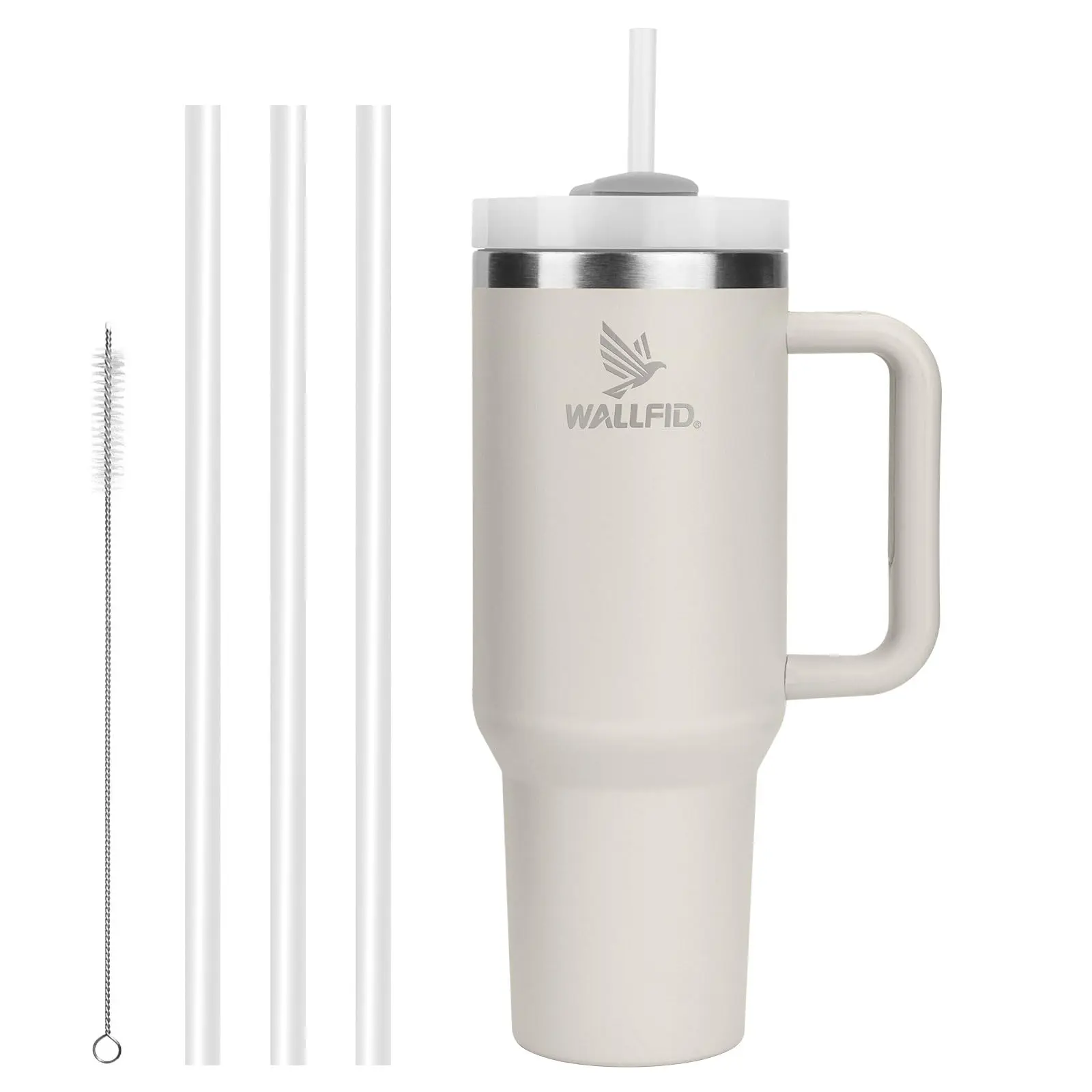 WALLFID 40oz Tumbler Stainless Steel Vacuum Insulation Mug H2.0 with Lid, 3 Straws, and 1 Straw Brush for Water, Iced Tea, Coffee, Smoothies, and More  Beverage, Reusable Drinkware