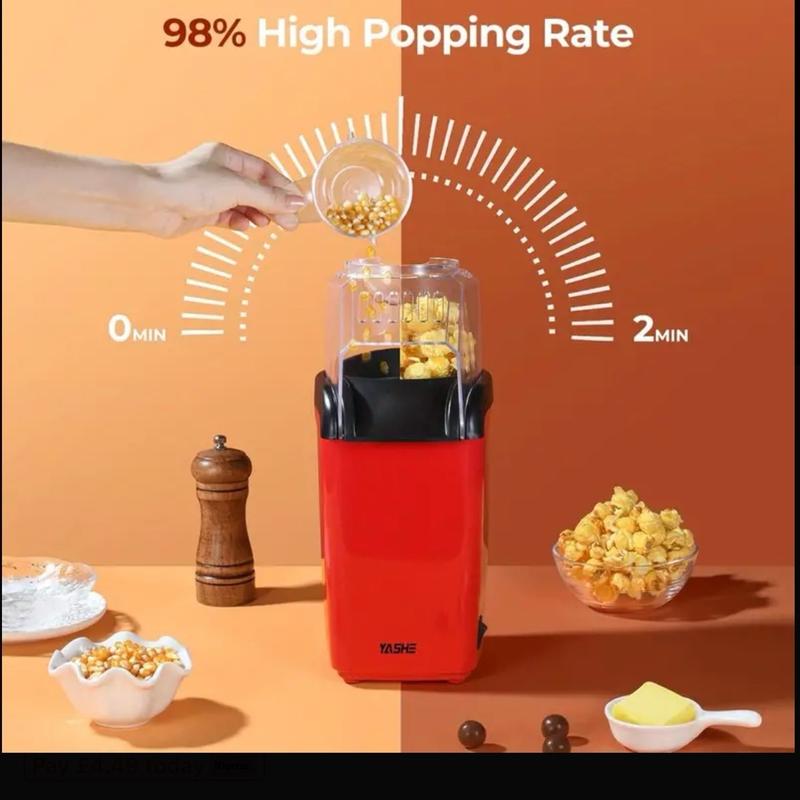 Hot Air Popcorn Maker Machine - 1200W Electric Popcorn Popper with One-Button Operation, Healthy Oil-Free Snacks, Ready in 2 Mins, Perfect for Home Movie Nights, Kids Parties, and Family Gatherings 1