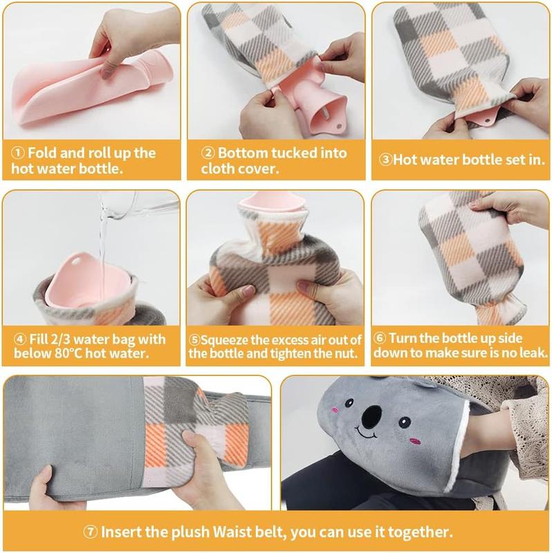 3-Piece Hot Water Bottle Belt Comforting Wearable Wrap Around Stomach Back Waist Soft Christmas Gift 3