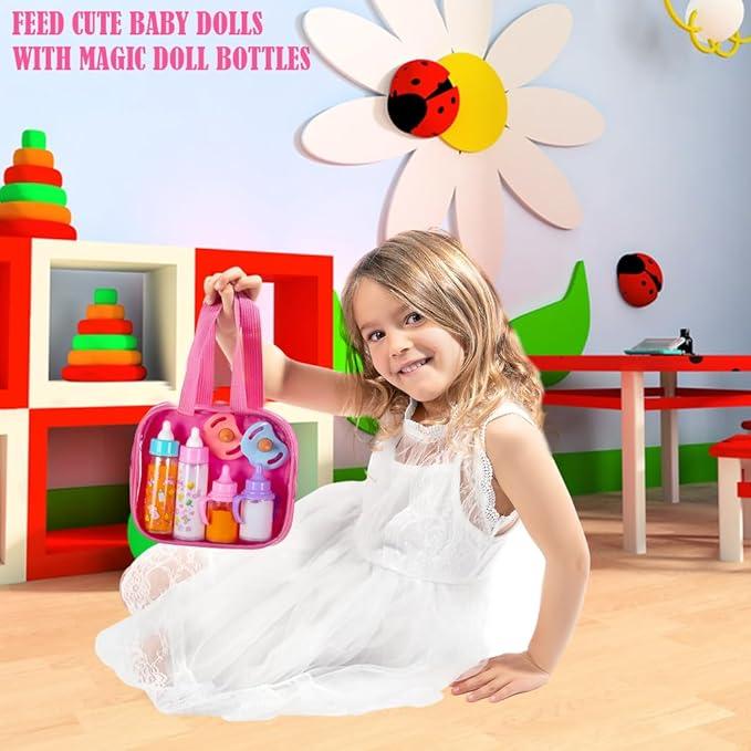 Product Introduction of My Sweet Baby Disappearing Doll Feeding Set | Baby Care 6 Piece Doll Feeding Set for Toy Stroller | 2 Milk & Juice Bottles with 2 Toy Pacifier for Baby Doll 9