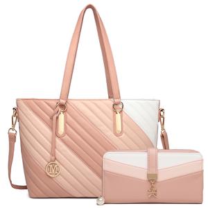 MISS LULU Contrast Colour Twill Leather Tote Handbag