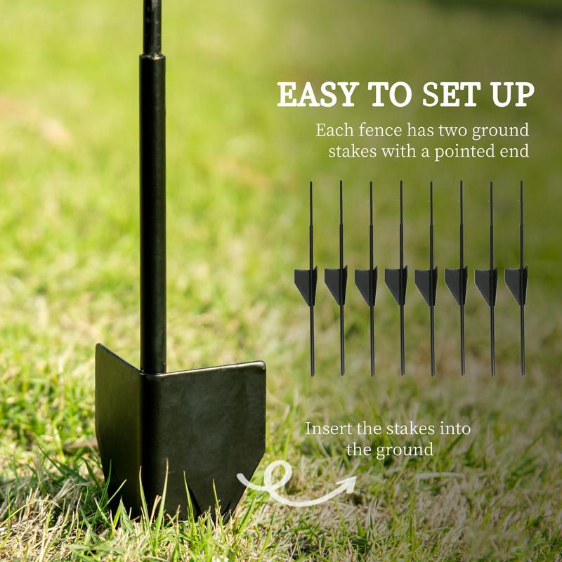 Outsunny Decorative Garden Fencing, 43in x 11.4ft Outdoor Picket Fence Panels, 4PCs Rustproof Steel Wire Landscape Flower Bed Border Edging Animal Barrier, Swirls 2