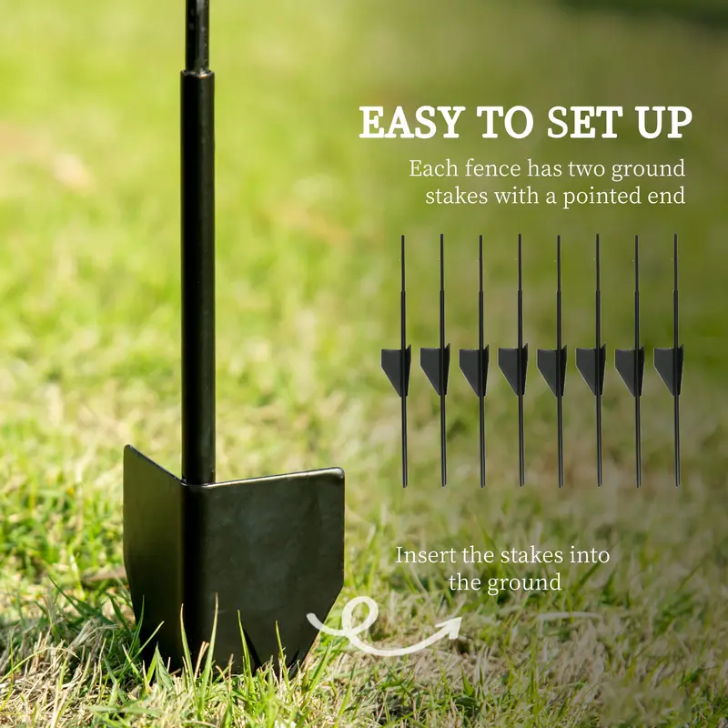 Outsunny Decorative Garden Fencing, 43in x 11.4ft Outdoor Picket Fence Panels, 4PCs Rustproof Steel Wire Landscape Flower Bed Border Edging Animal Barrier, Swirls 2