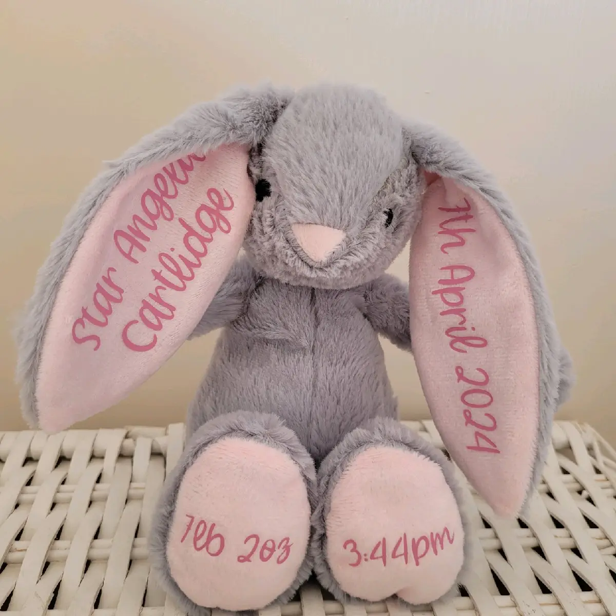 Personalised Keepsake Bunny Teddy for New Baby / Christening / Birthday / Brother / Sister / Flower Girl