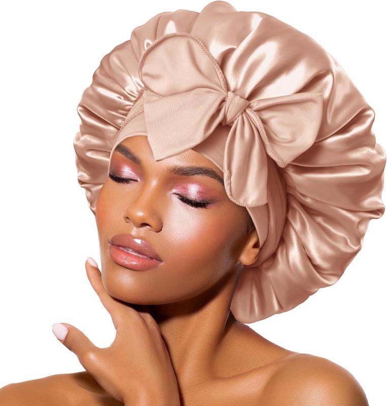 Sleeping Silk Head Cover with Tie Band Hair Wrap Silk Sleep Cap for Curly Long Braid Tresse Haircare 1