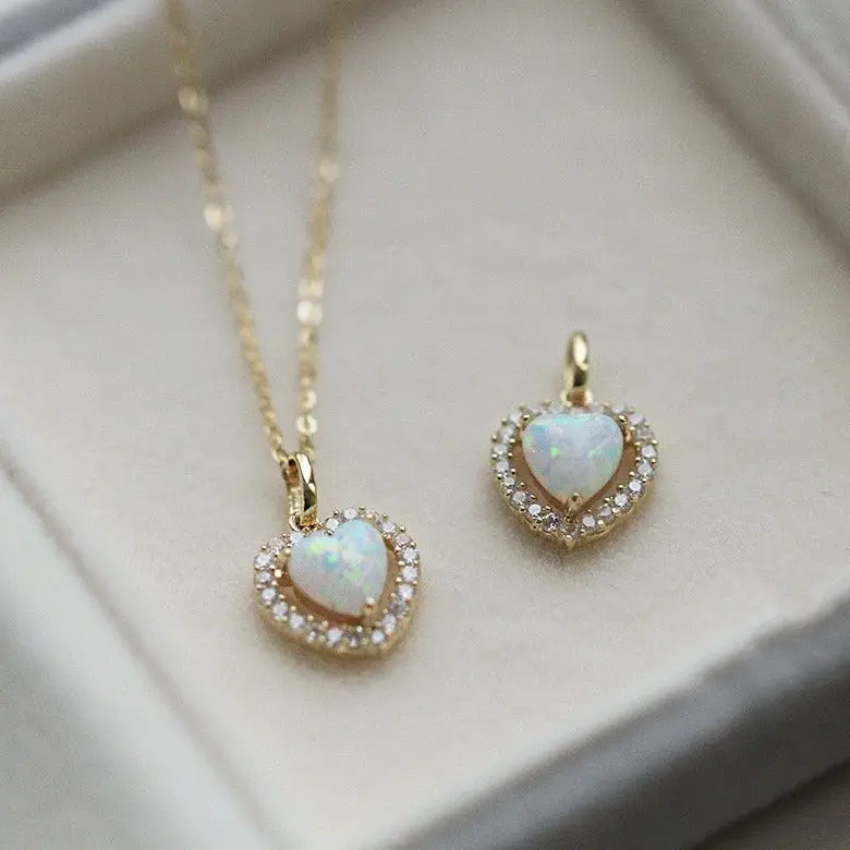 Opal Sweet Heart Necklace (S925) 2