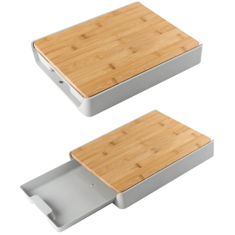 Taylor & Brown Bamboo Wooden Chopping Board with Plastic Pull Out Tray and Hanging Hook - 32.5 x 24.5 x 4.5cm - Cutting Slicing Board for Food Prep, Meat, Vegetables & Bread 1
