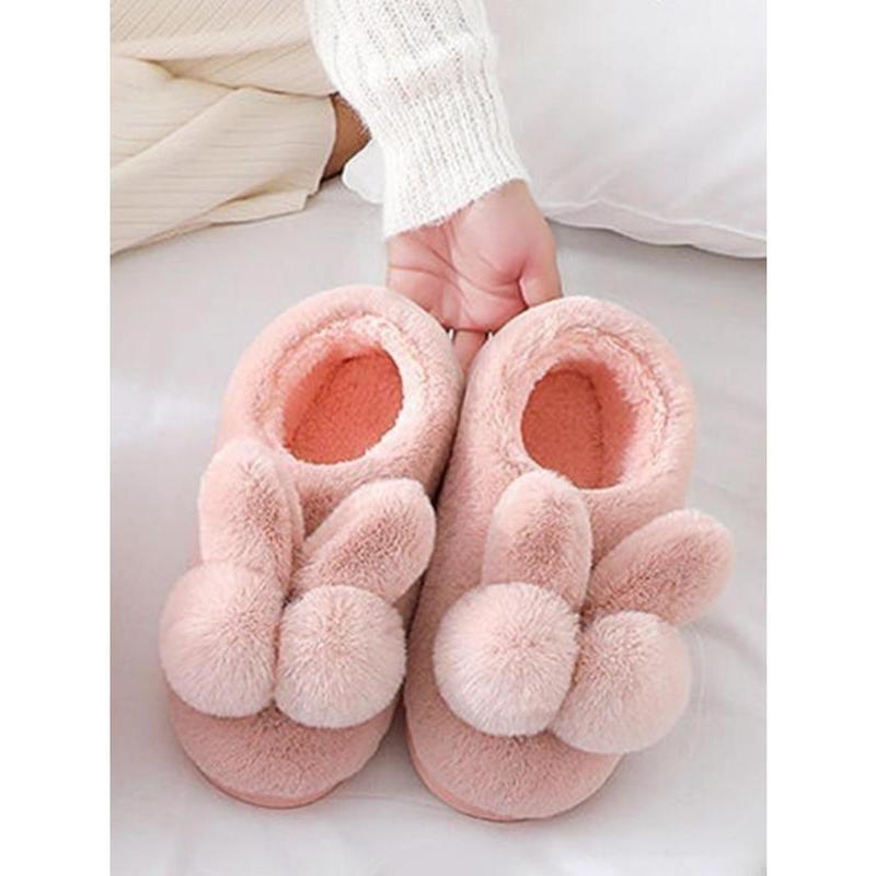 Women's Cute Cartoon Rabbit Design Plush Slippers, 1 Pair Soft Comfy Warm Bedroom Slippers, Ladies & Girls Home Slippers for Fall & Winter 2