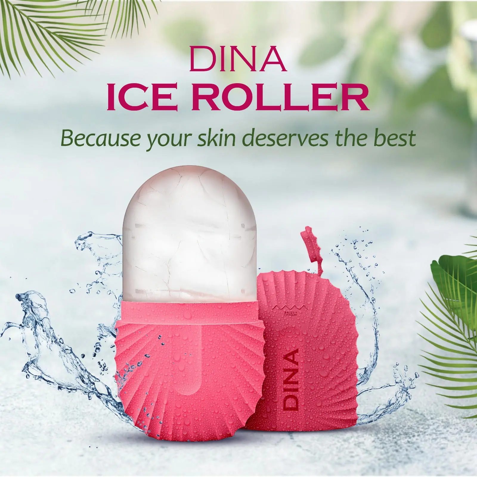 Dina Ice Face Roller, Reusable Silicone Mold Face Massage Eye Facial Beauty Skin Care Tools Apply Ice for Shrink Pores Anti Wrinkle Reduce Puffiness Improve Skin Elasticity, Striped Ice Roller Gift Tightening Comfort Gentle