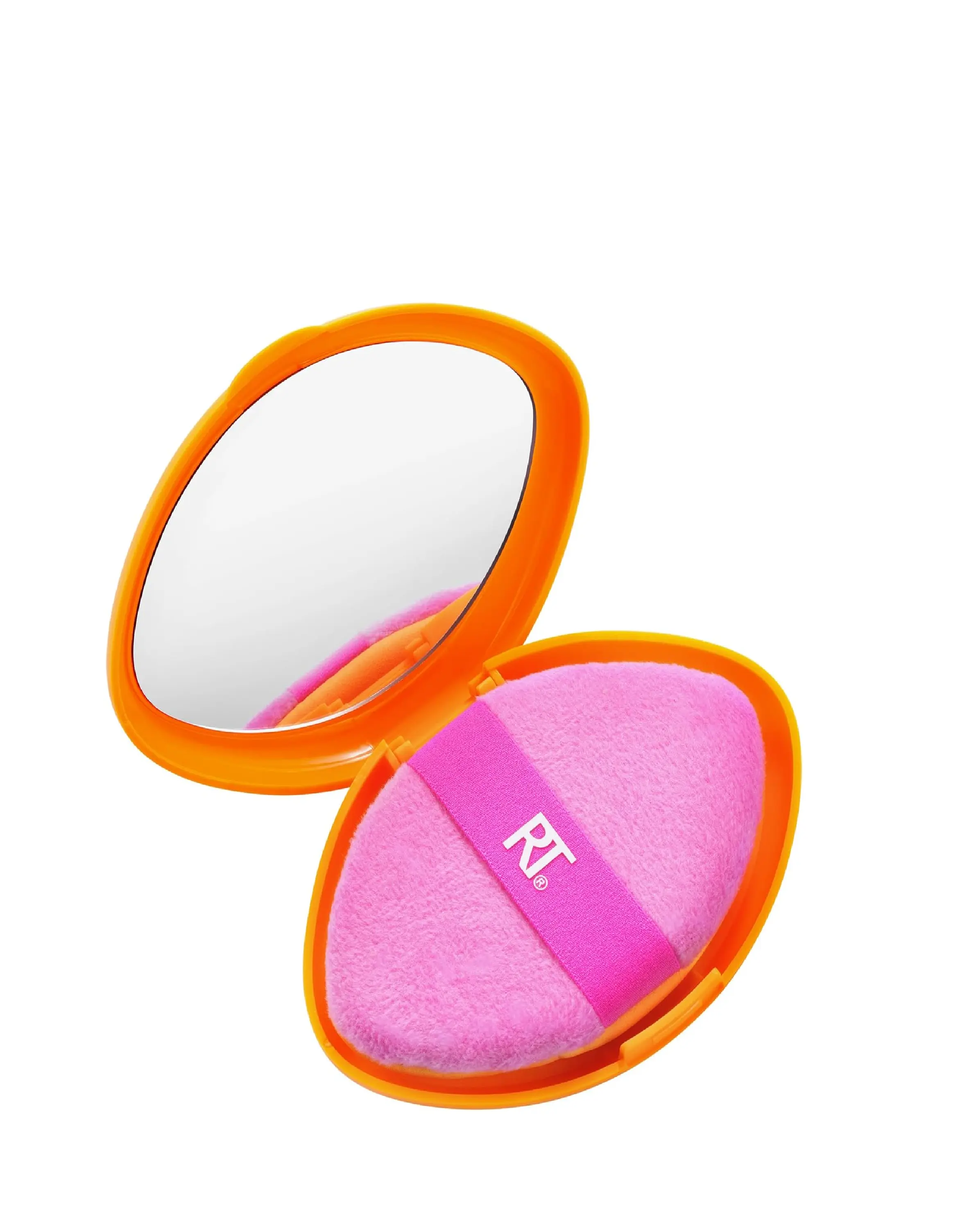 Real Techniques Miracle 2-In-1 Powder Puff + Travel Case, Dual-Sided Makeup Blending Puff, Elastic Band, Precision Makeup Sponge and Powder Puff, For Liquid, Cream and Powders, Travel Case, 2 Count Pack Compact Flawless Cosmetic Multicolor