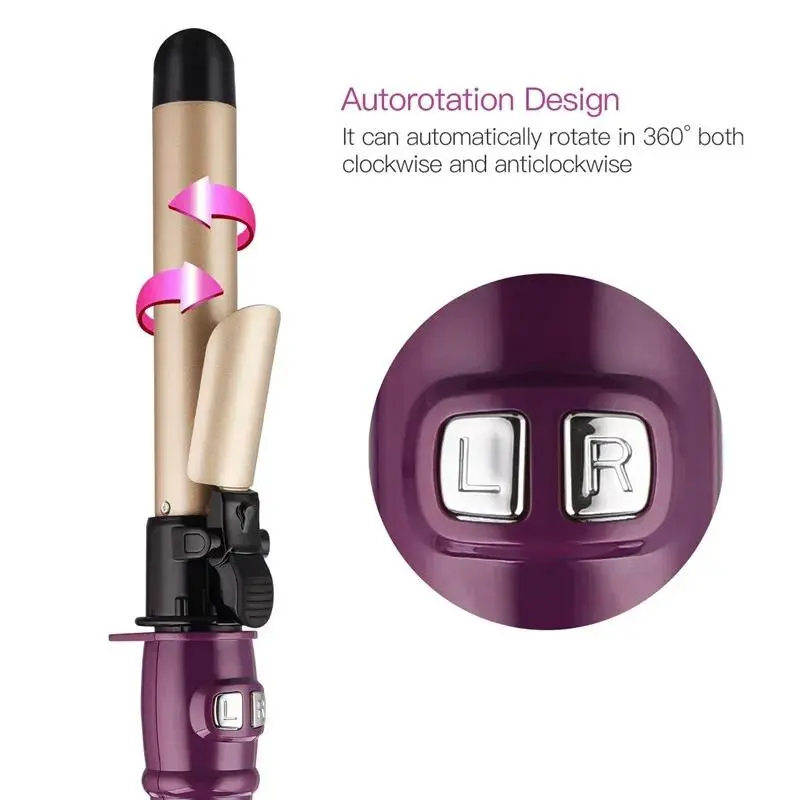 [48H Delivery] Automatic Rotating Hair Curler -28mm Curling Tongs -360° Rotating Curling Iron & Hair Curling Wand -Intelligent Reheat 100-220°C - Automatic Hair Curlers for Lasting Curls & Beach Waver -Comfort Spiral styling iron - Automatic Curling Iron 3