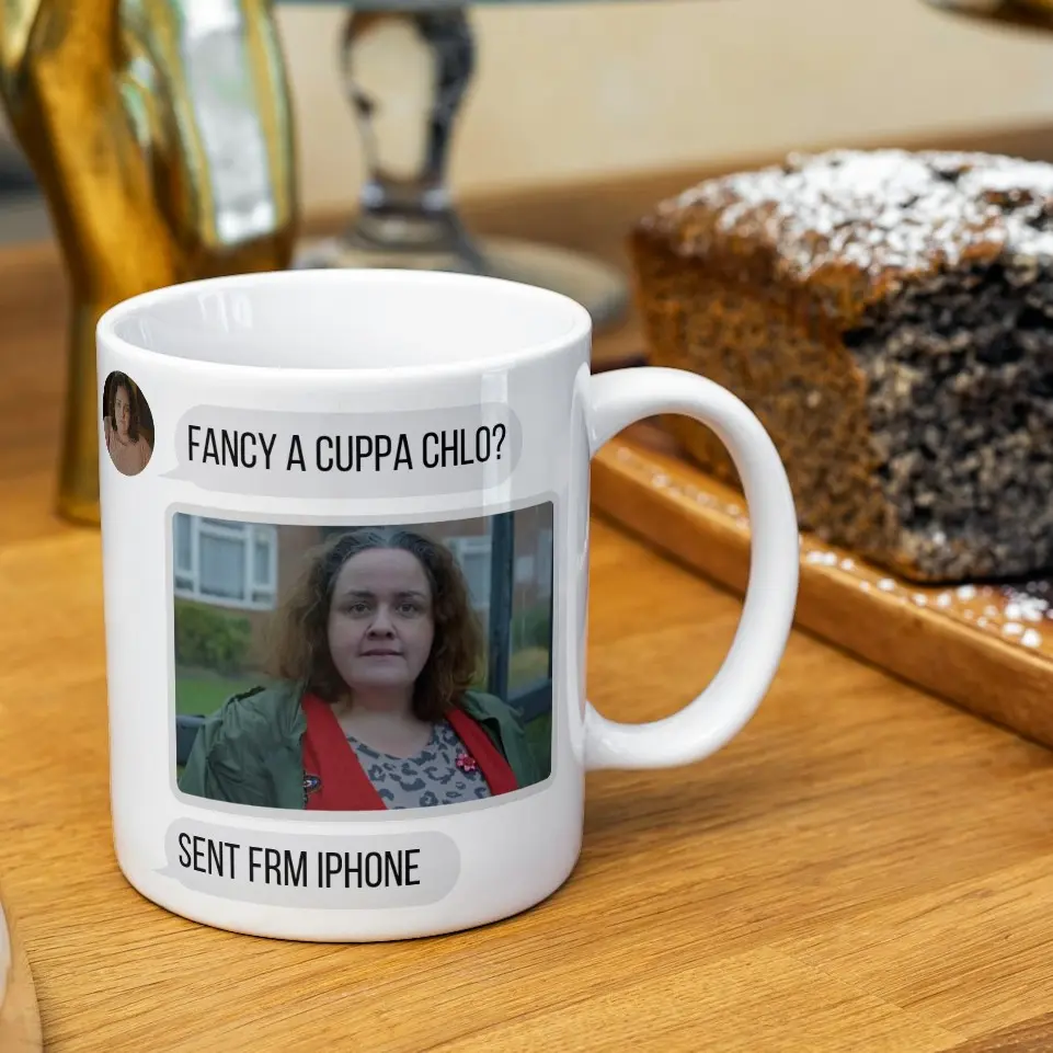 Personalised Baby Reindeer Ceramic Mug with Selfie from Martha for Coffee and Tea Cup Drink Drinkware Washable