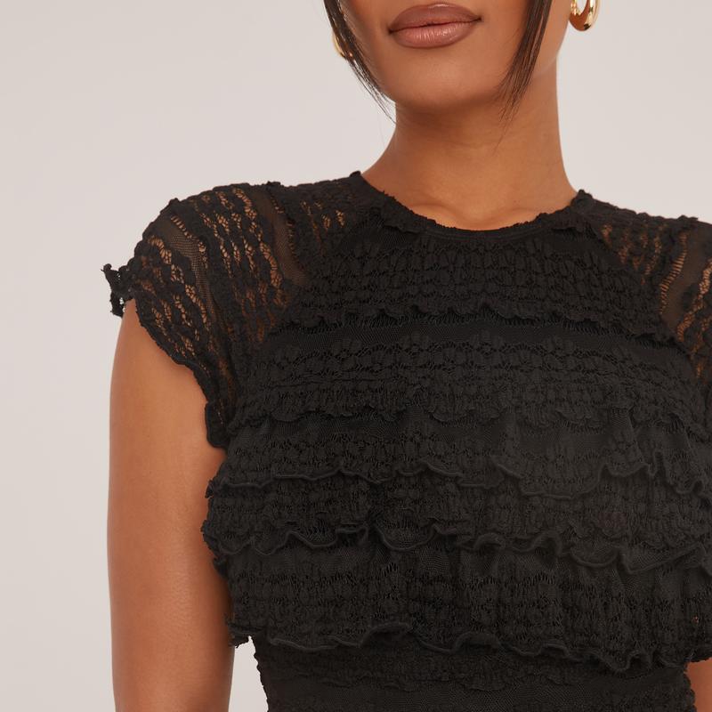 Short Sleeve All Over Frill Detail T-Shirt 3