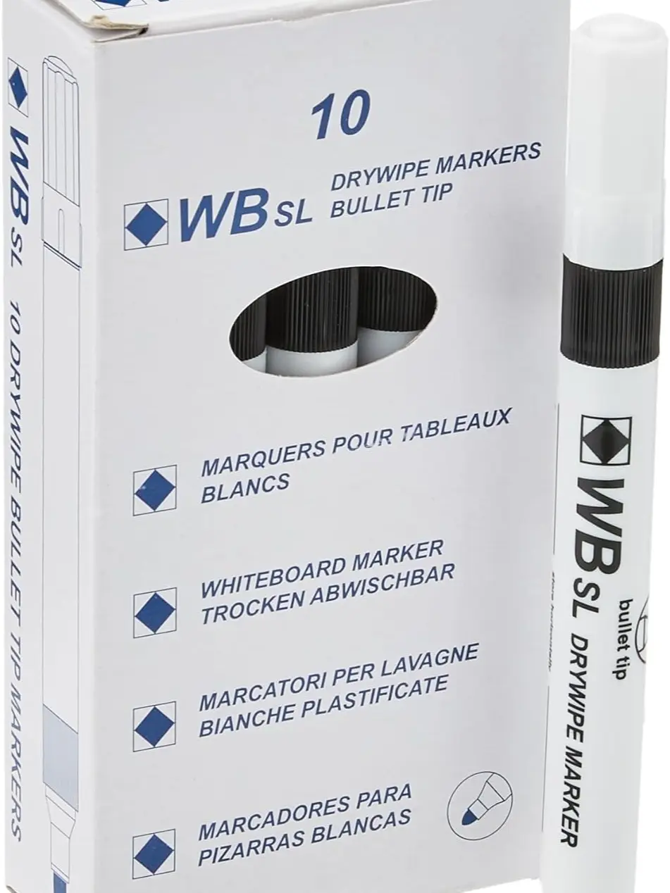 Whitebox Whiteboard Marker Bullet Tip Black [Pack 10]