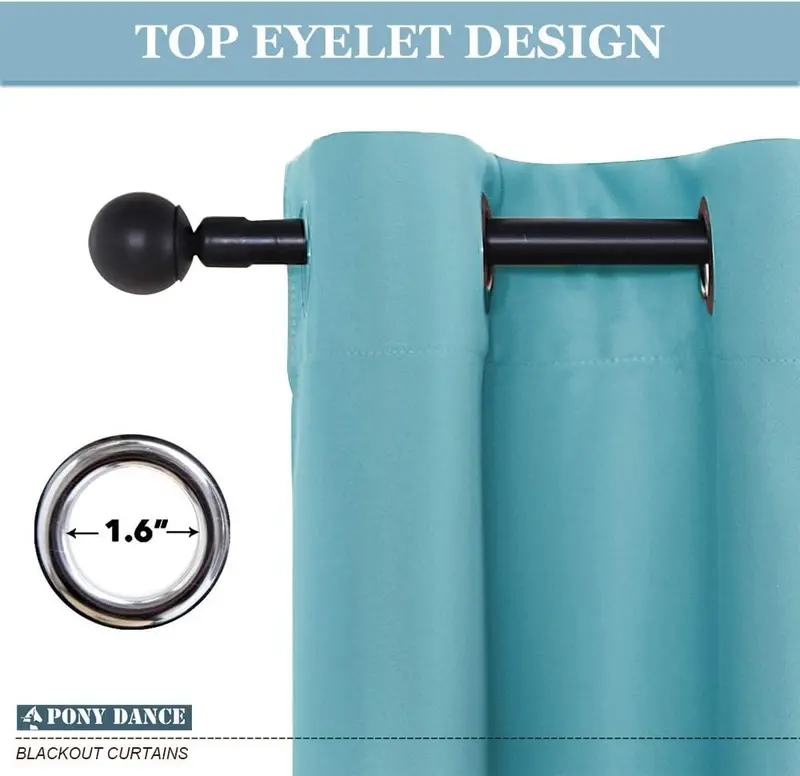 TRAHOO-Window Curtains for Bedroom - Thermal Insulated Blackout Eyelet Soft Solid Curtain/Room Darkening & Energy Saving for Bedroom, 1 Piece, 52" by 63" (W x D), Light Blue 3