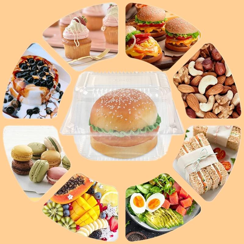 50 Pieces Cake Slice Boxes Individual, Cake Boxes for Cake Portions, 5.3 Inch Individual Cake Boxes for Muffin, Salad, Fruit, Biscuit, Suitable for Birthday Party, Wedding, Cake Shop Bakeware Plastic Transparent Utensils Baked Desserts 1