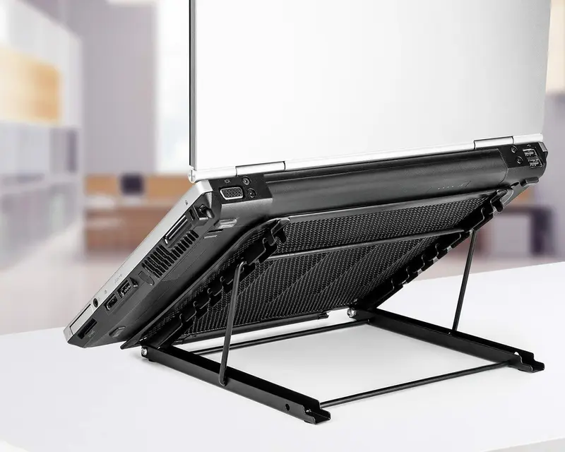 High Quality Black Adjustable Laptop Mesh Stand Folding Portable Desktop iPad Holder Office Support 4