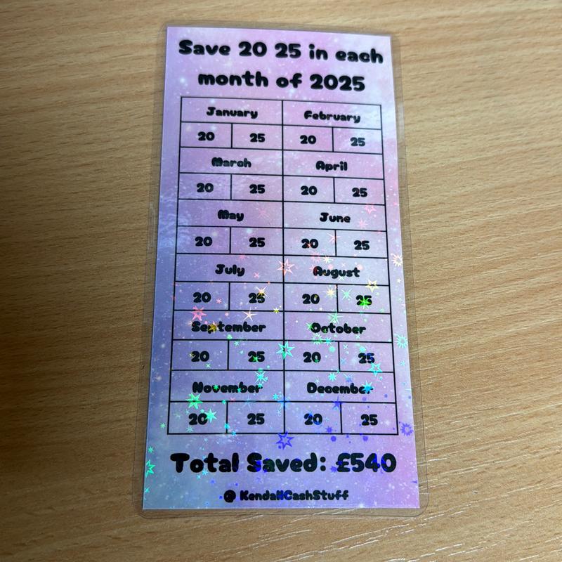 Save £540 in 20 or 25 amounts in 2025 tracker, cash savings template, challenge for A6 binder 5