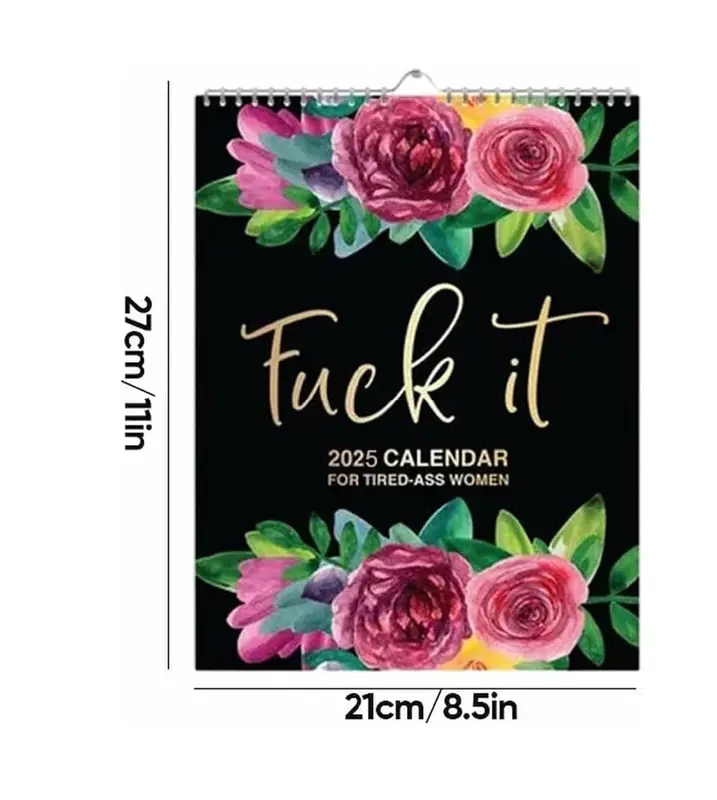 Clucking Good 2025 Tired Women Calendar, Funny Wall Hanging Weekly Organizer, Novelty Year Planner with Flower Stress Relief Gift 2