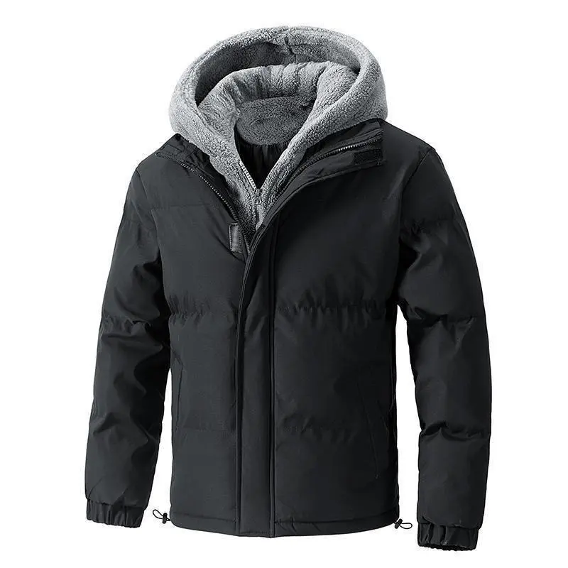 8XL Puffer Jacket Mens Thick Warm Plus Size Winter Jacket Men Cotton Fleece Padded Hooded Parkas Fake Two Piece Coats Outwear 1