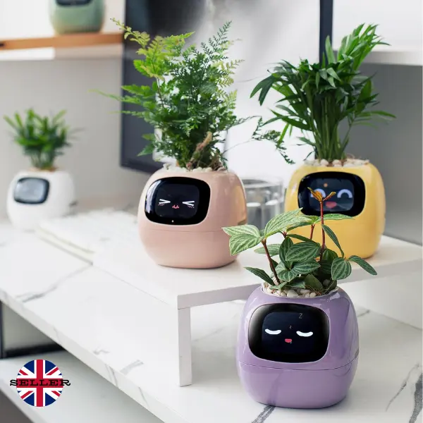 UK Seller - Ivy Smart Planter, Plant Pot, Over 49 Expressions, AI Connects to Phone, Gifts for Him, Gifts for Her, Christmas Gifts, Neat Desk Gift, Adorable Plant Companion, Fun Expressions, Smart phone gadgets, Plant pots, Gadgets Funky Tamagotchi Robot