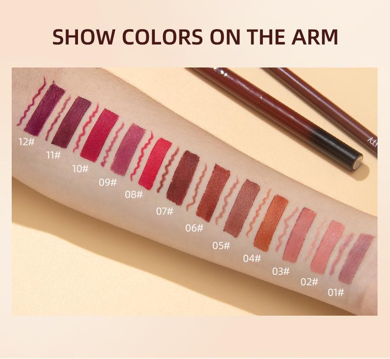 Product Introduction of QIBEST Lipstick Pencil Waterproof Sexy Red Nude Purple Matte Tint Lipstick Lasting Lip liner Pen Longlasting Makeup Cosmetics Eyeliner Lipliner 45