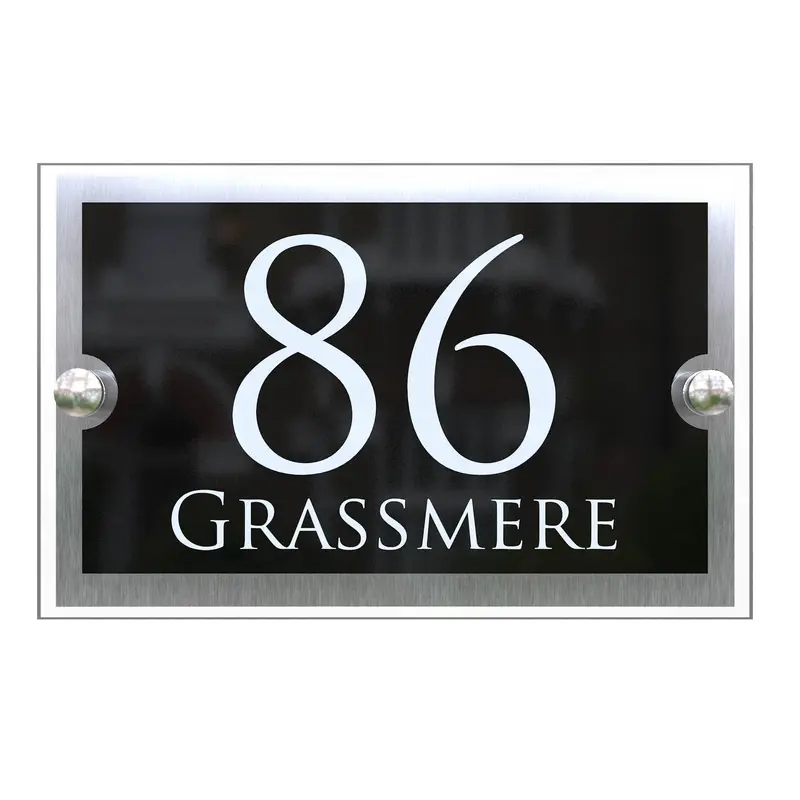 K Smart Sign | Paramount A5 200mm x 130mm | Contemporary House Signs Plaques Door Numbers 1 - 999 Personalised Name Plate Decor Aluminium WHITE UV hard ink print - scratch proof door number address plaques Stainless Steel 1