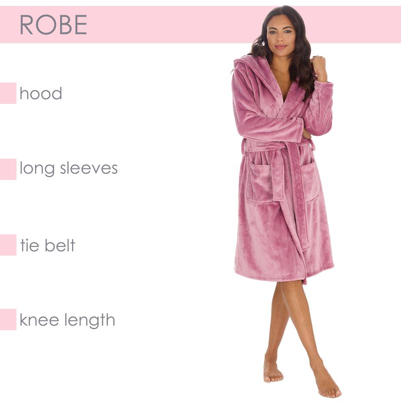 Luxury Blush Pink Womens Hooded Dressing Gown Shimmer Plush Fleece Housecoat S M L XL  Nightgown for Her Robe with Hood Chic Birthday Gift Loungewear Nightwear Lady Minimalist Basic 5
